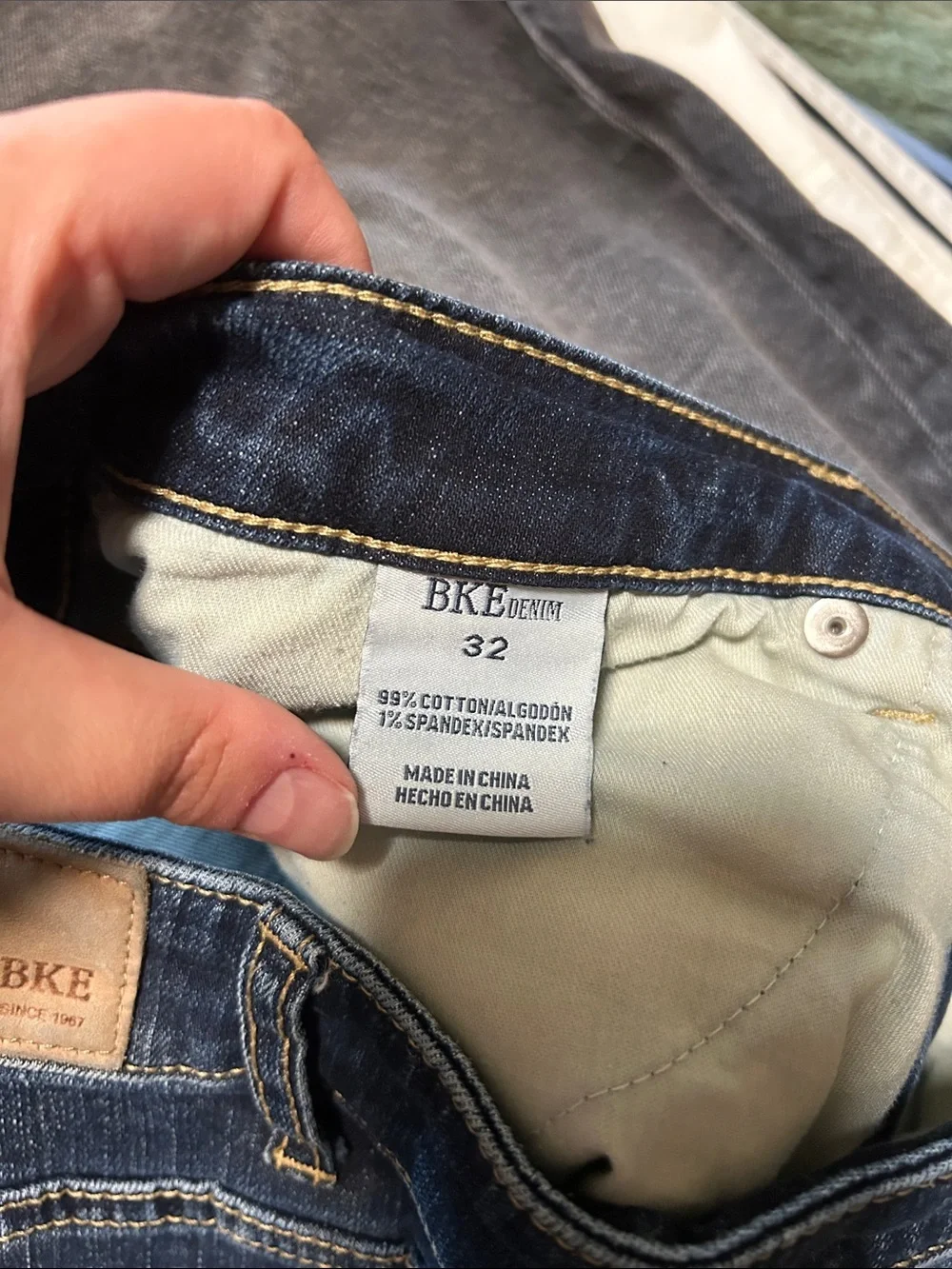 BKE Denim High Rise Distressed Straight Leg Jeans Size 32 Dark Wash Y2K